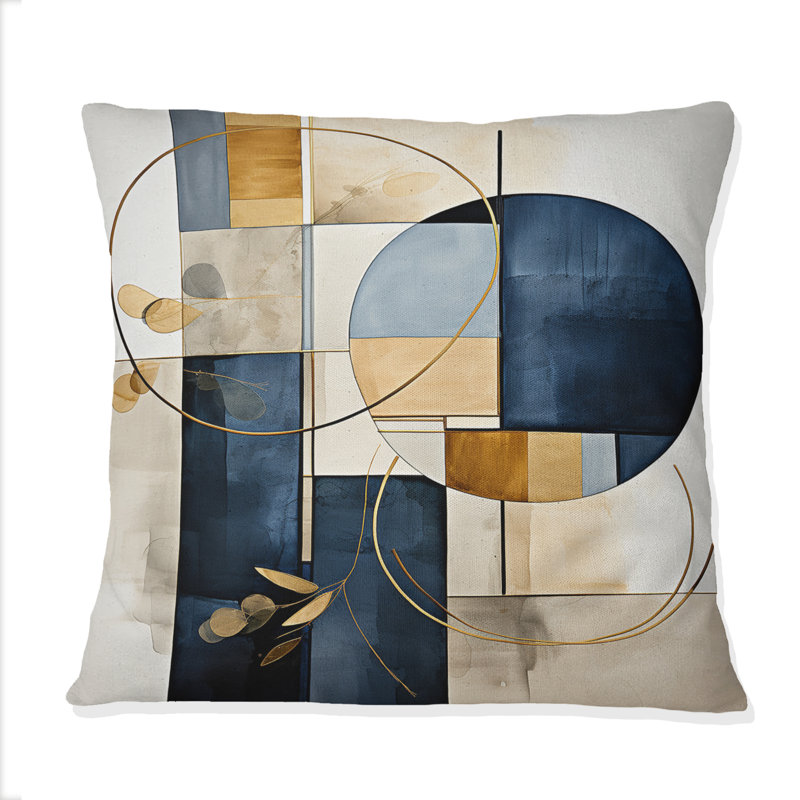 Coussin décoratif imprimé géométrique minimaliste bleu marine I - Abstract