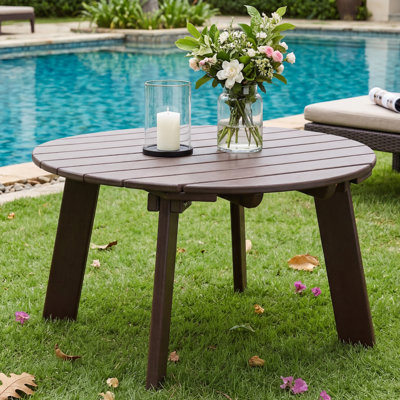 HDPE Round Coffee Table With Slatted Top