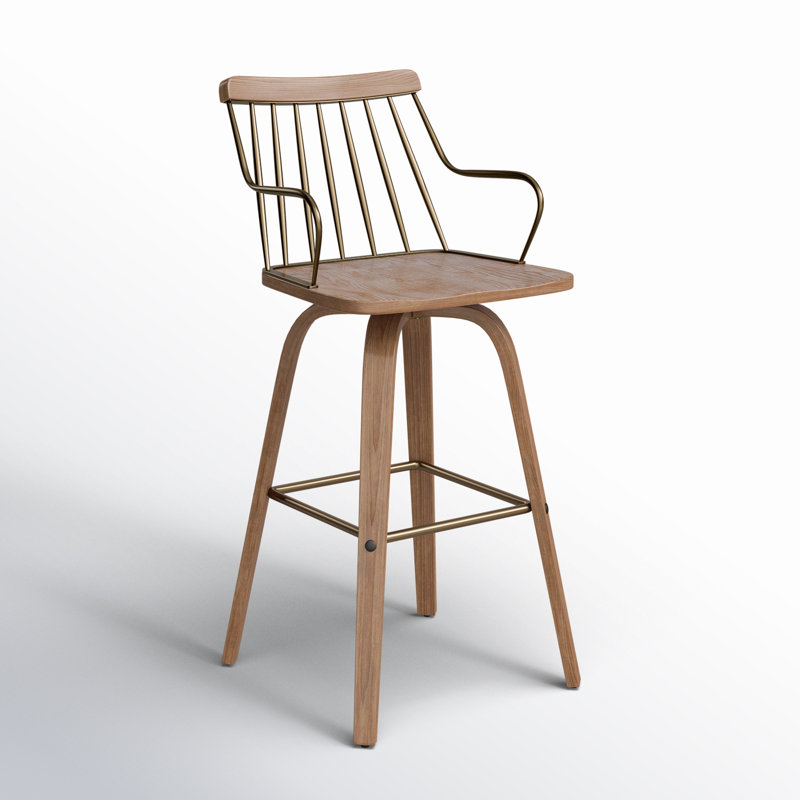 Solid Wood Swivel Bar Stool, Counter Stool (26" Seat Height)