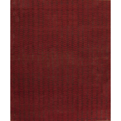 Modern Tibet Hand Knotted Geometric Area Rug in Red