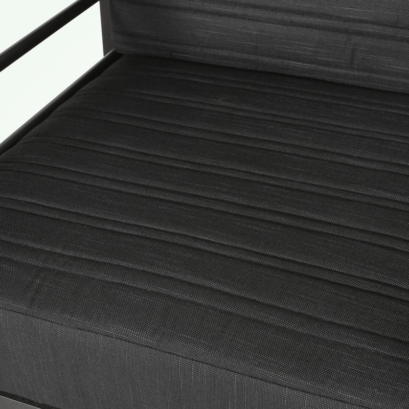 Chaise d'extérieur avec accoudoirs et coussin moelleux, Noir