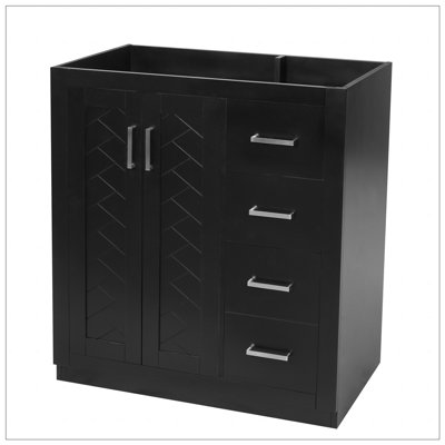 30" Bathroom Vanity, Solid Wood Frame Bathroom Storage Cabinet, Freestanding Vanity Set with 3 Drawers& Soft Closing Doors