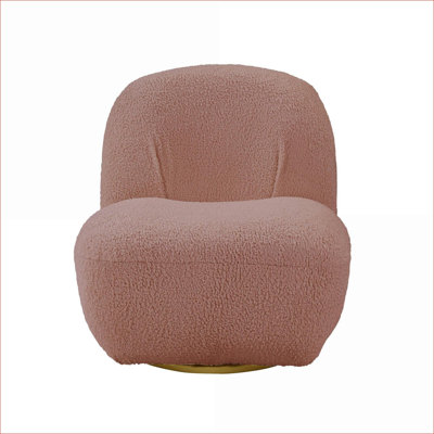 Fauteuil d'appoint pivotant à 360 degrés en sherpa rose Teddy