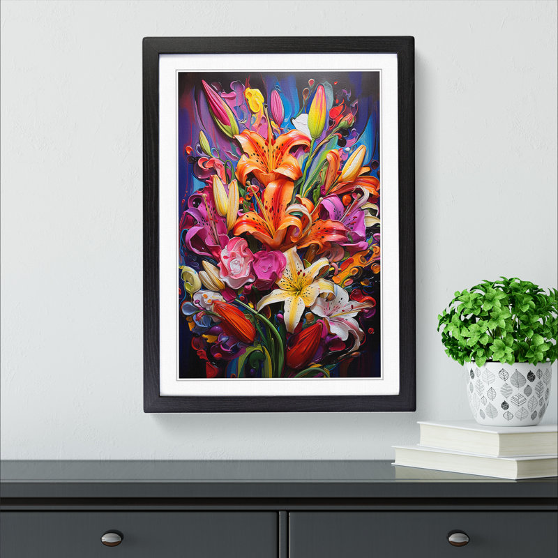 Single Picture Frame Print on Wood, 64cm H x 46cm W, Black Framed
