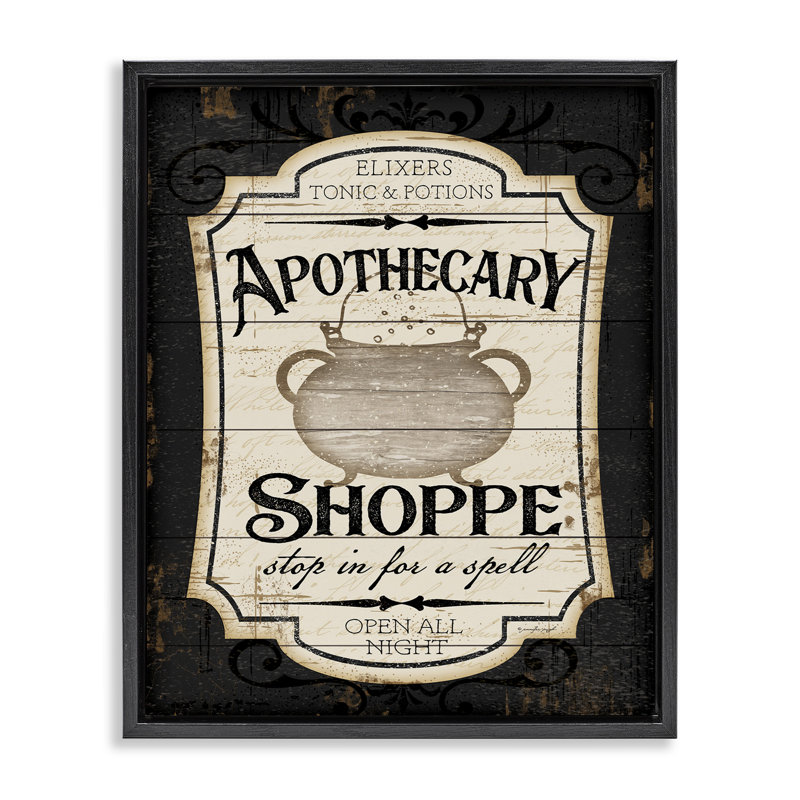 Enseigne d'apothicaire Shoppe Spooky, Cadre flottant noir de jais, H 21 po x l 17 po