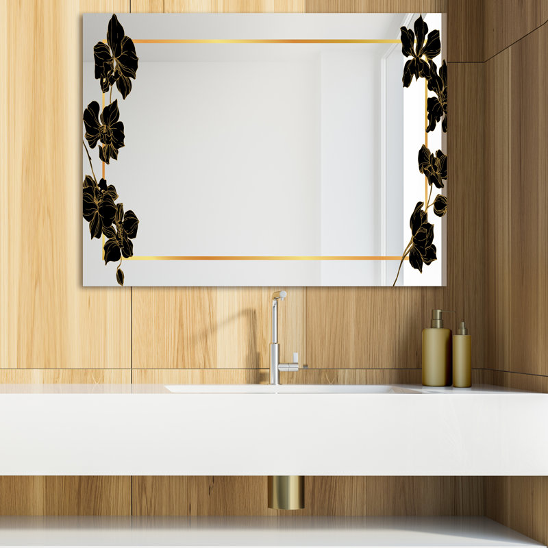 Miroir de salle de bain Botanical Obsidian, H 29,5 po x l 39,4 po