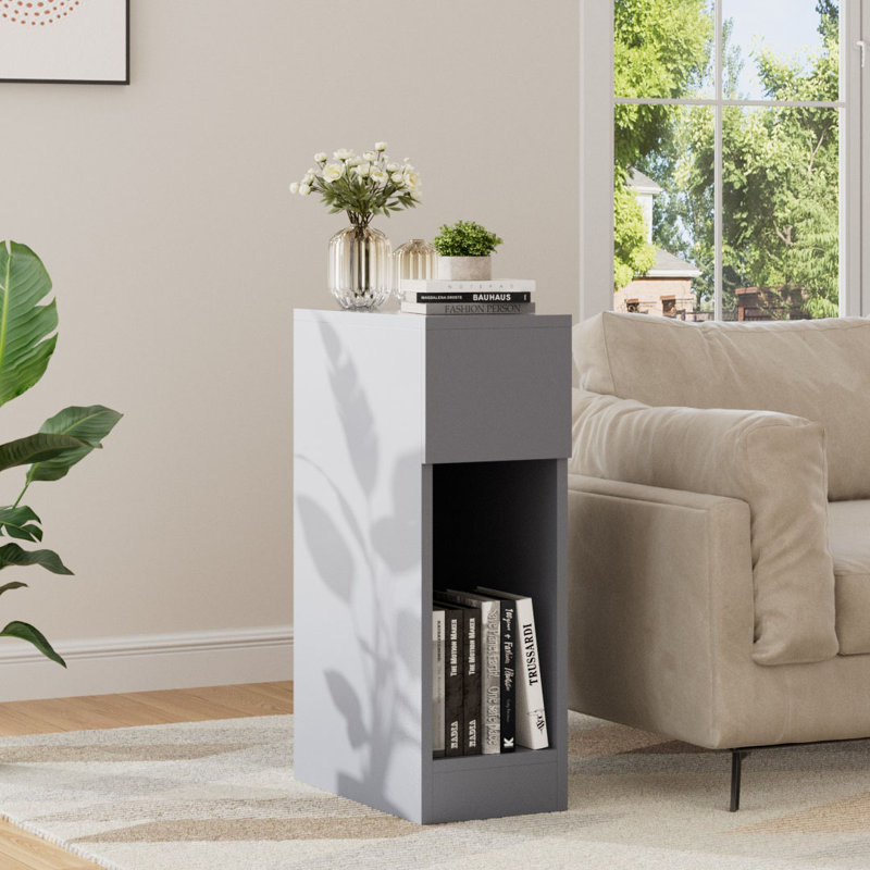 Bedside Table with a Drawer, Grey