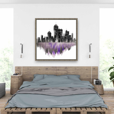 Mauve, aquarelle, paysage urbain - Art sur toile encadré industriel