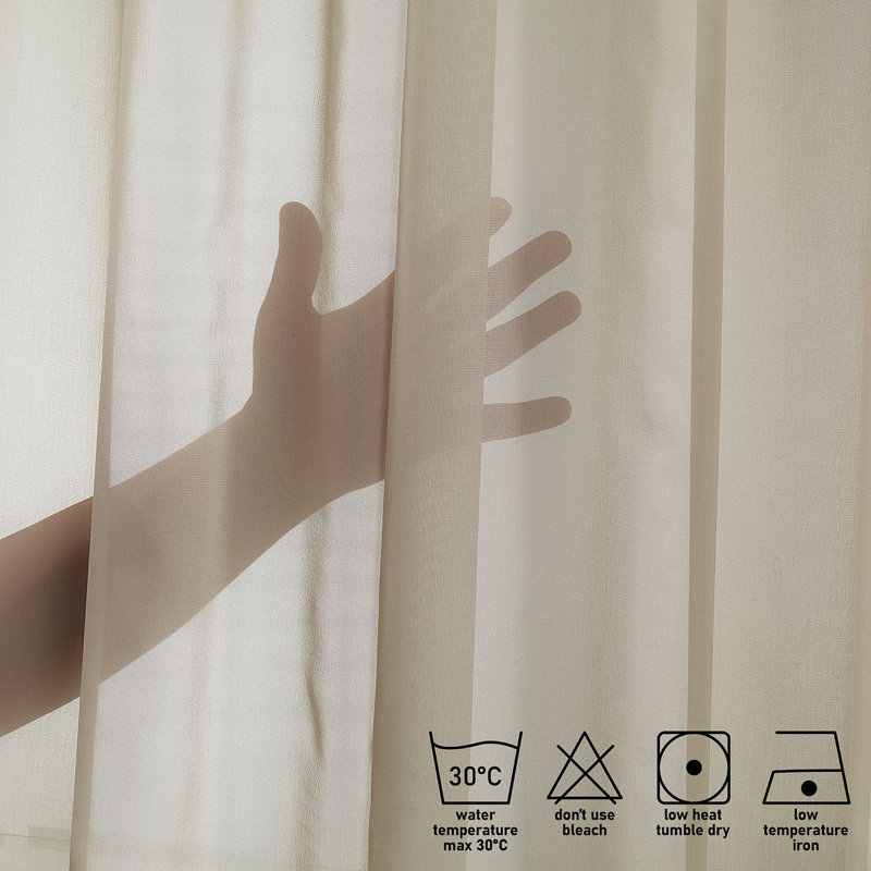 Rideau transparent extra long et extra large en crêpe de soie, Beige, L 52 po x L 72 po