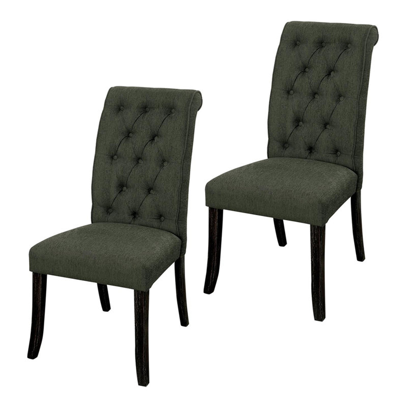 Chaise d'appoint rembourrée capitonnée Karekin, Gris