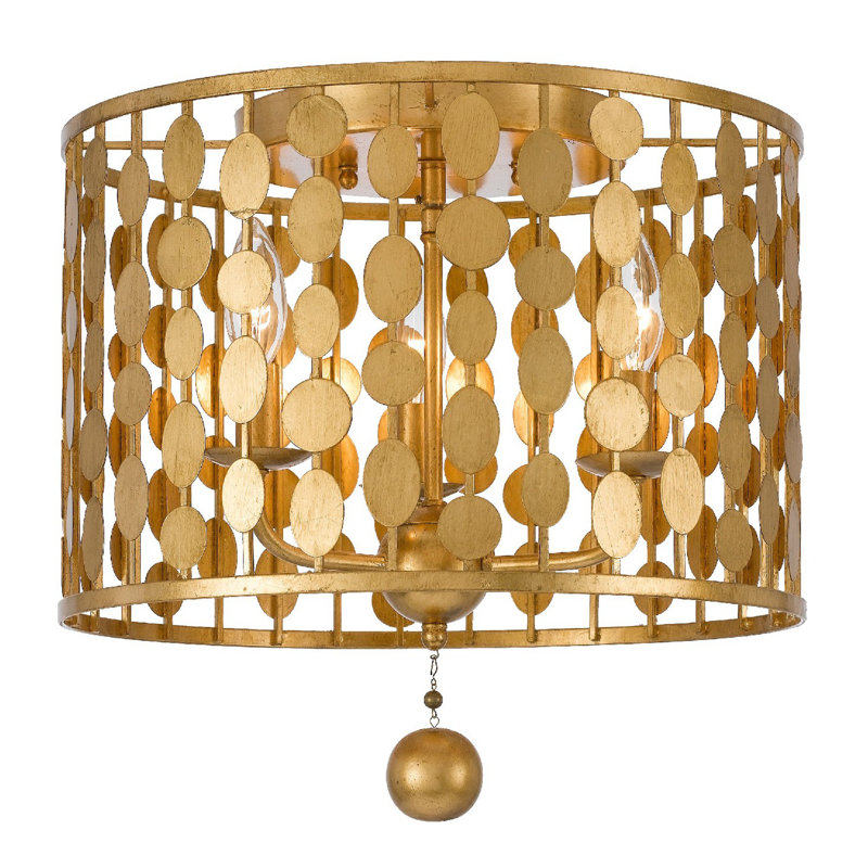 Plafonnier encastré 3 lumières 15 po Dufren, Or antique