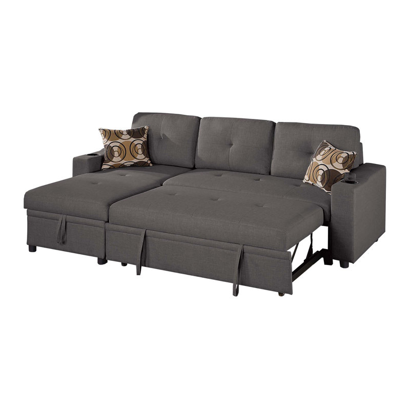 Convertible Sectional, Black Fabric