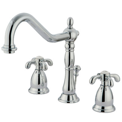 Robinet de salle de bain espacé à 2 poignées et 3 poignées à fixation sur le comptoir avec bonde escamotable en laiton Kingston