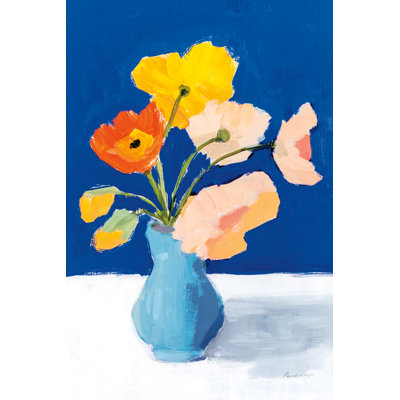 Poppies On Blue by Pamela Munger - Wrapped Canvas Painting