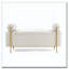 Banc de rangement en velours avec accoudoirs cylindriques et pieds en fer-1524731250