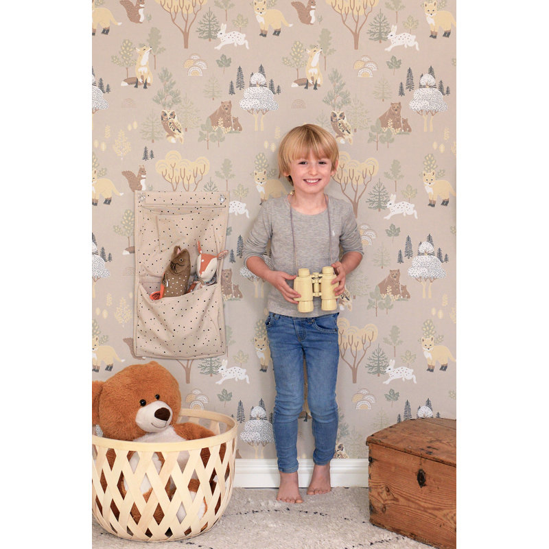 Papier peint beige forêt foncé foncé