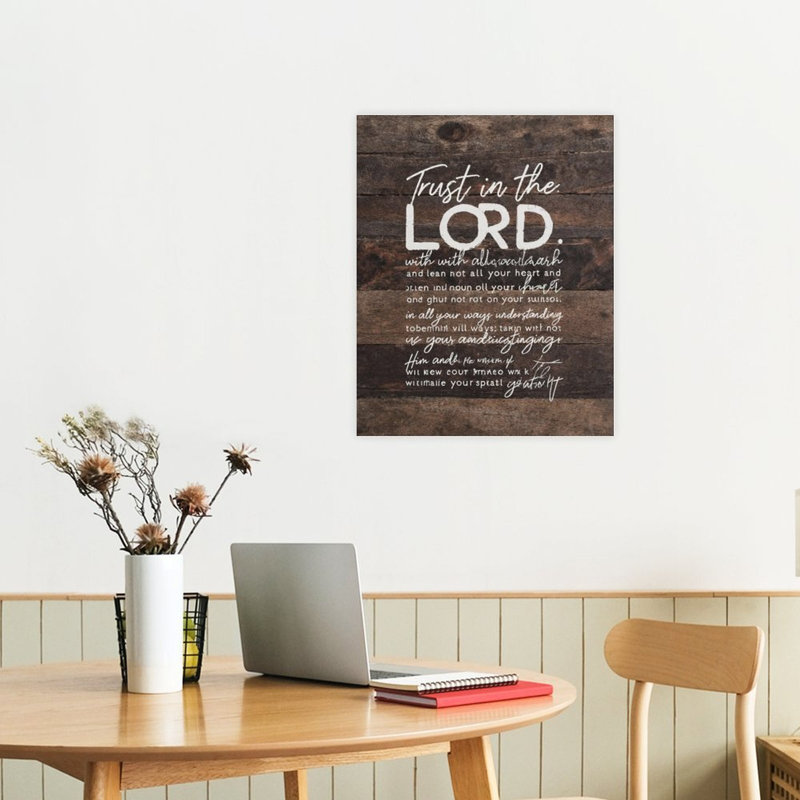 «Trust In The Lord», cadre en bois intégré, l 16 x L 20