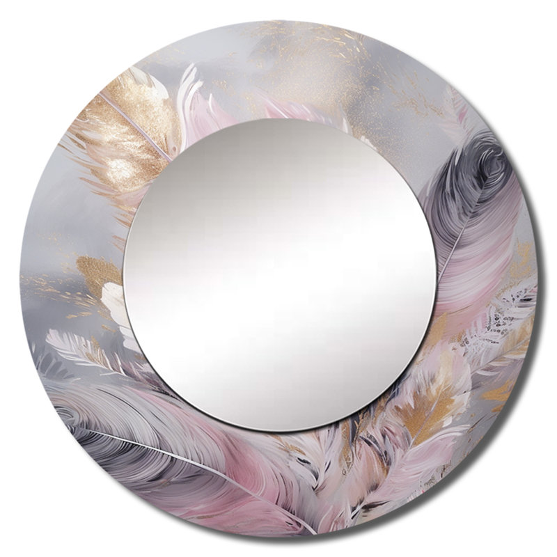 Plume rose Profir Wanderlust - miroir mural Glam Feather, 23 po x 23 po