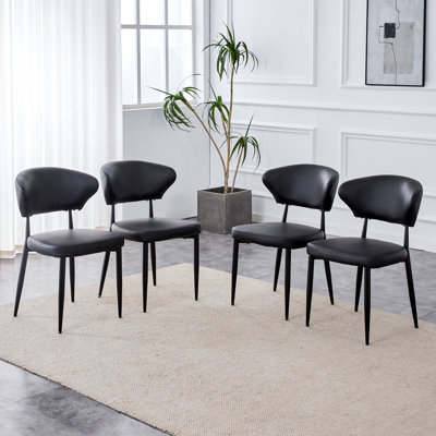 Wide & Padded PU Leather Dining Chairs - 18" Seat, Ergonomic Back Support, Modern Minimalist Design