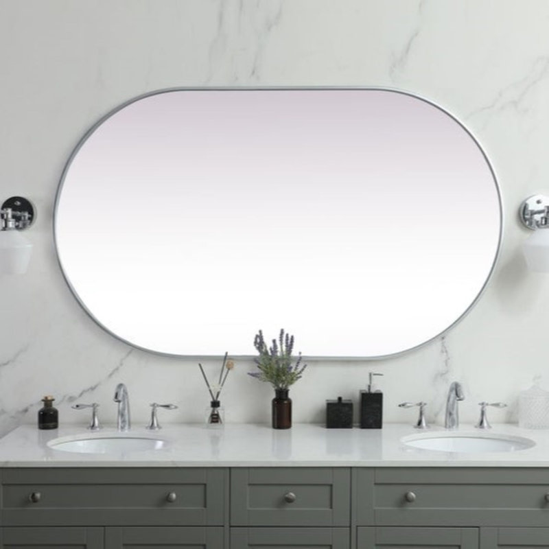 Miroir mural Elington, Argent, 60 po x 36 po 