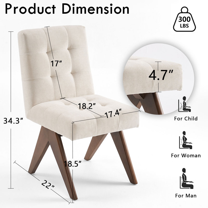 Chaise d'appoint rembourrée Nieck, Crème, 6