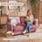 Compact Floral Arm Chenille Loveseat Small Space 2 Seater Sofa for Apartment Bedroom-1384123528