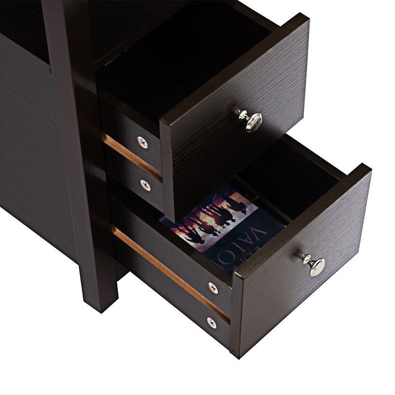 Transitional Nightstand End Table With USB Charging Station