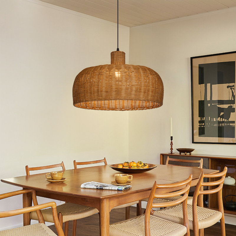 Luminaire suspendu en rotin pour îlot de cuisine Boho, H 78 po x l 19,69 po x P 19,69 po