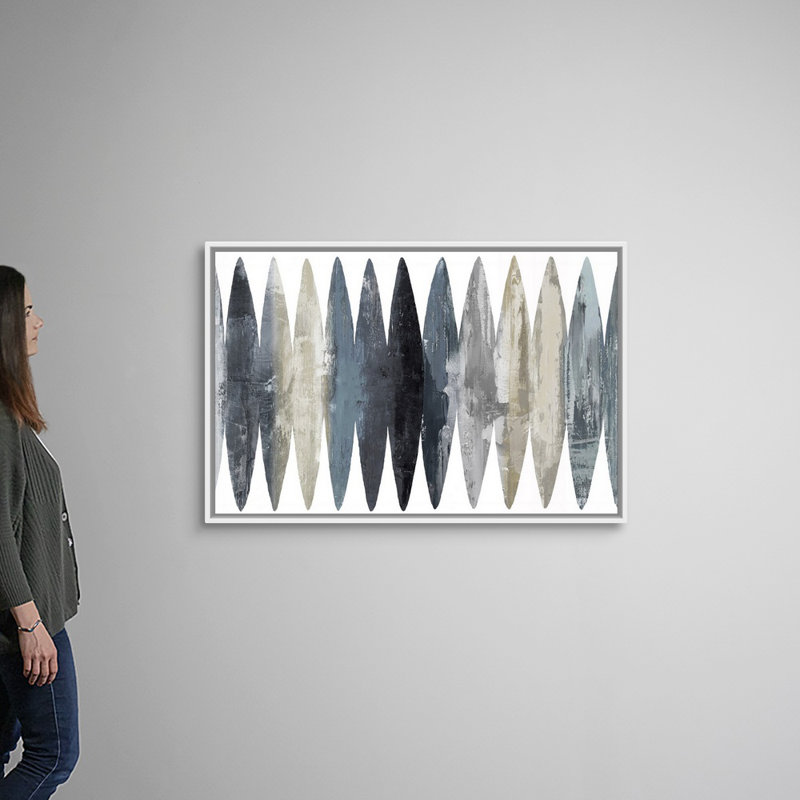 "Abstract Surfboard Gray" par David Moore - reproduction d'art sur toile, Toile avec cadre flottant, H 25,25 po x l 37,25 po