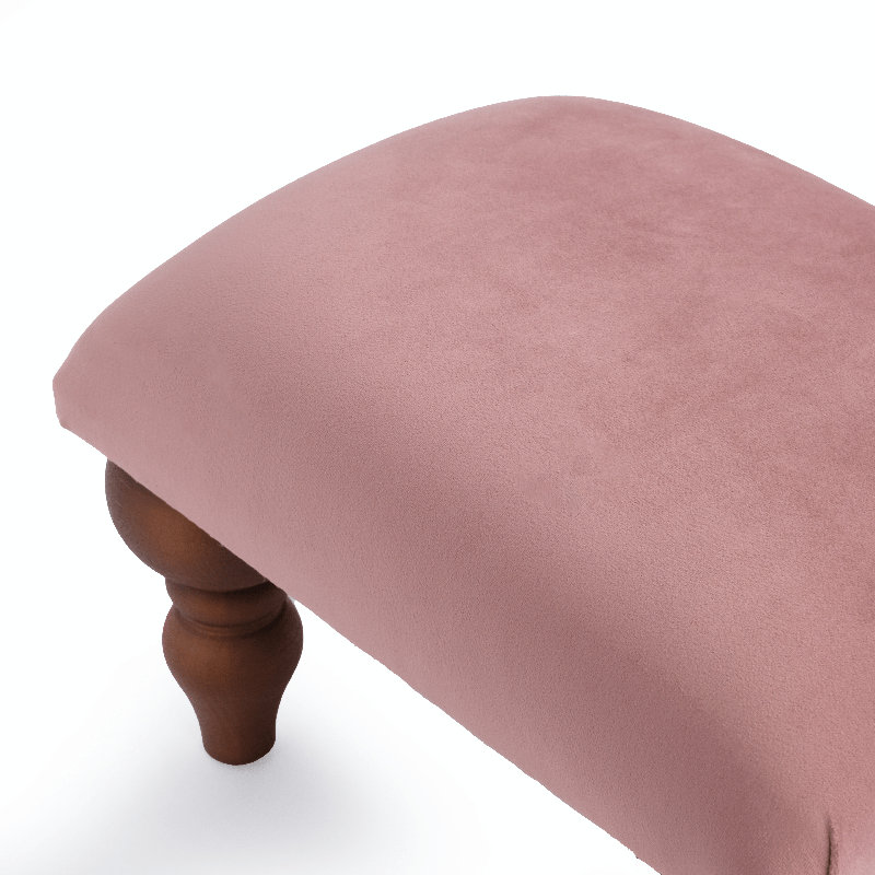 Gregson 38cm Wide Velvet Rectangle Footstool Ottoman, Pink, Brown
