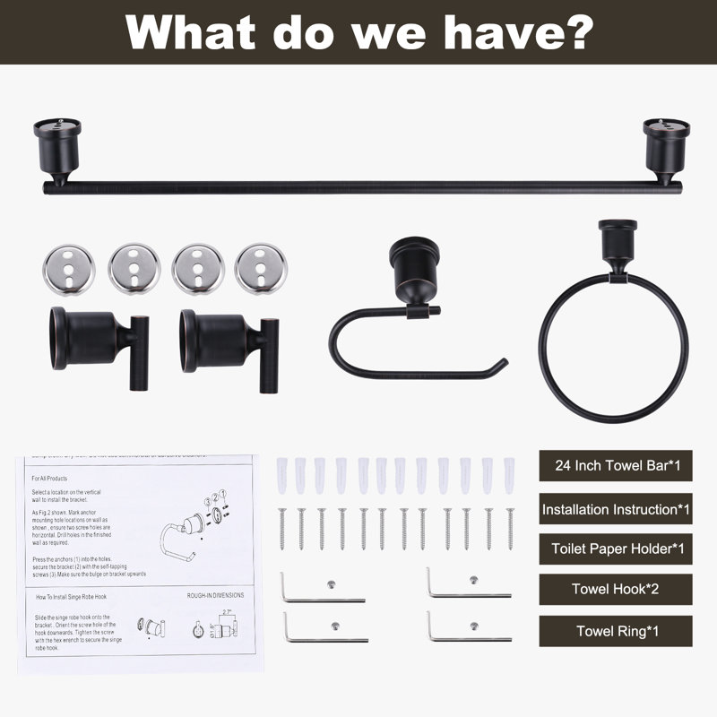 5 - Piece Bathroom Hardware Set, Oil Rubber Bronze
