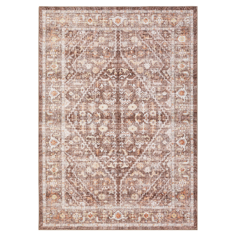 Area Rugs for Living Room Non-Slip Machine Washable Retro Rug Rug for Bedroom Dining Room Home Office, Beige