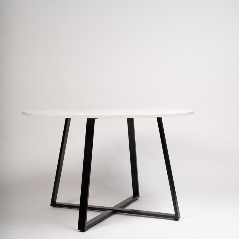 Addalee Round Metal Base Dining Table, Black