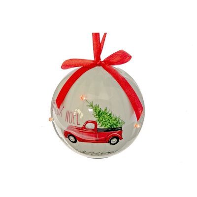 Ornement en forme de camion à DEL Joyeux Noël avec boule de ruban