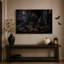 Tableau sur toile d'Halloween avec cartes de tarot, bougies et mer au clair de lune-2070524786