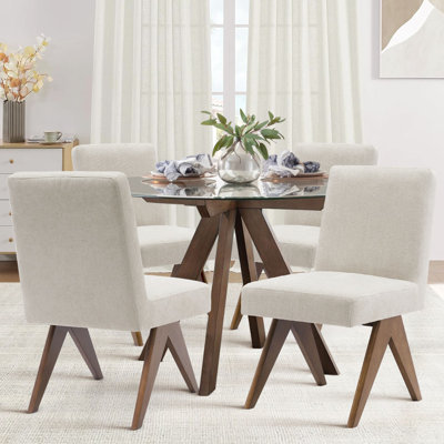 Ommar Set of 4 18'' Seat Height Upholstered Solid Wood Full Back Dining Chair