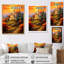 «Beautiful Sunset Castle in Italian Vineyard», reproduction sur toile-505916026-505916029