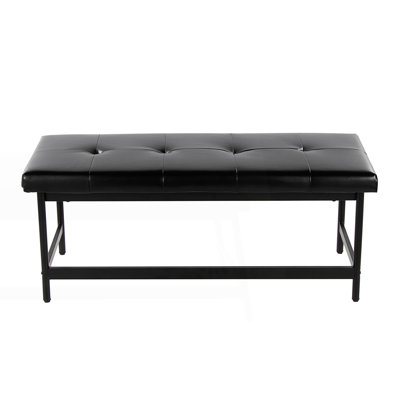 Stylish Faux Leather Bench With Metal Leg