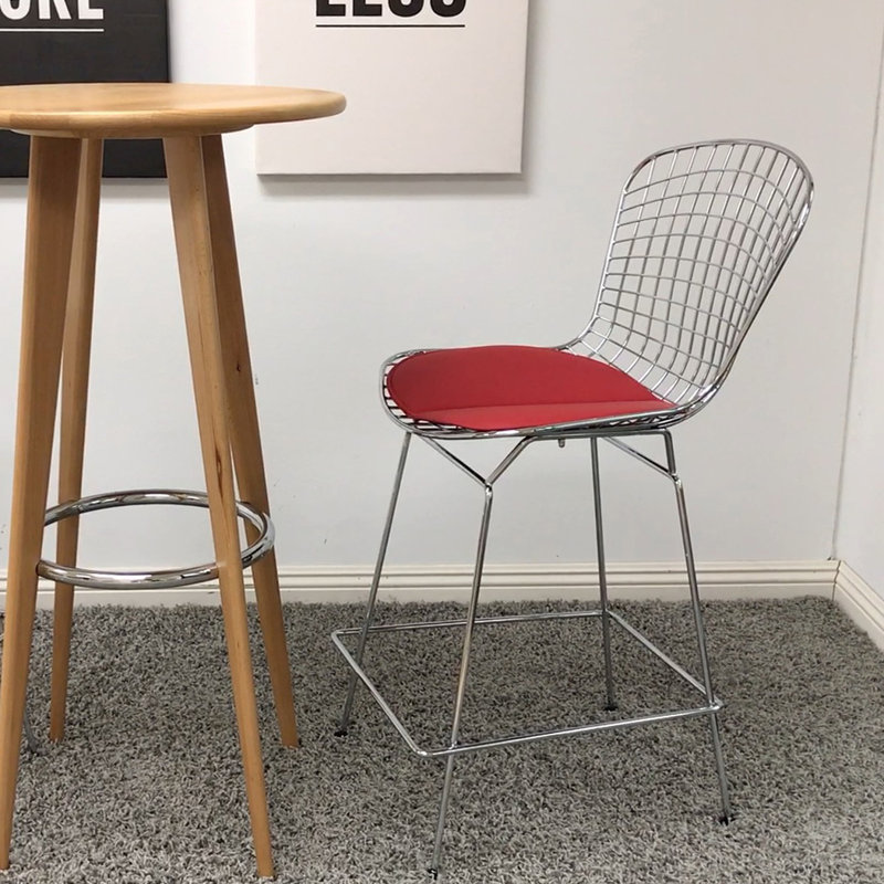 Jaaziah Upholstered Counter Stool with Metal Frame, Red, Counter Stool (24" Seat Height)