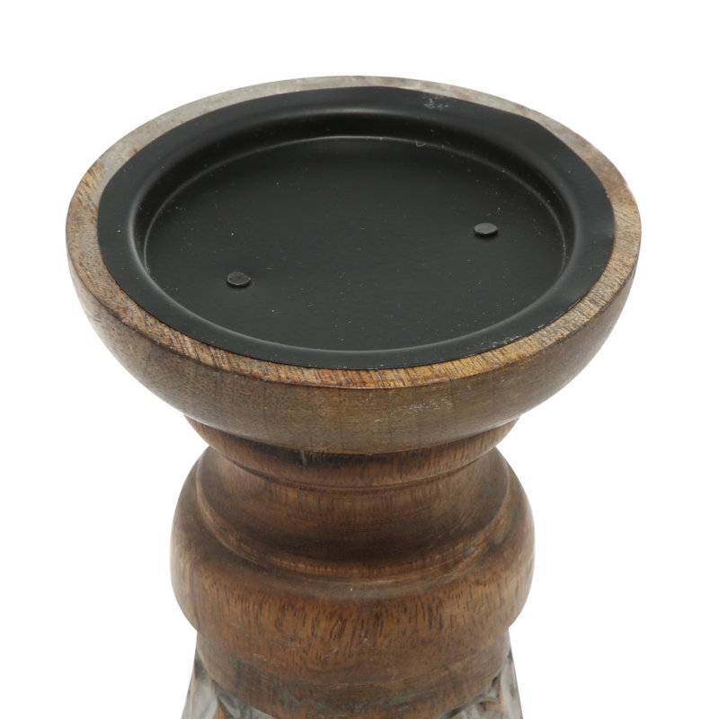 9.95'' H Wood Tabletop Candlestick