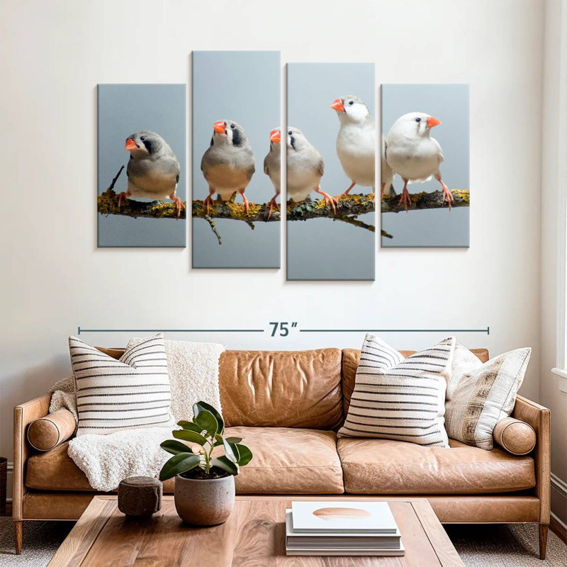 Brampt Five Zebra Finches, 42" H x 68" W