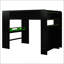 Lit double superposé en bois pleine grandeur avec bureau à hauteur réglable, garde-robe et amplement d'espace de rangement, pour la vie compacte et les études-1342780641