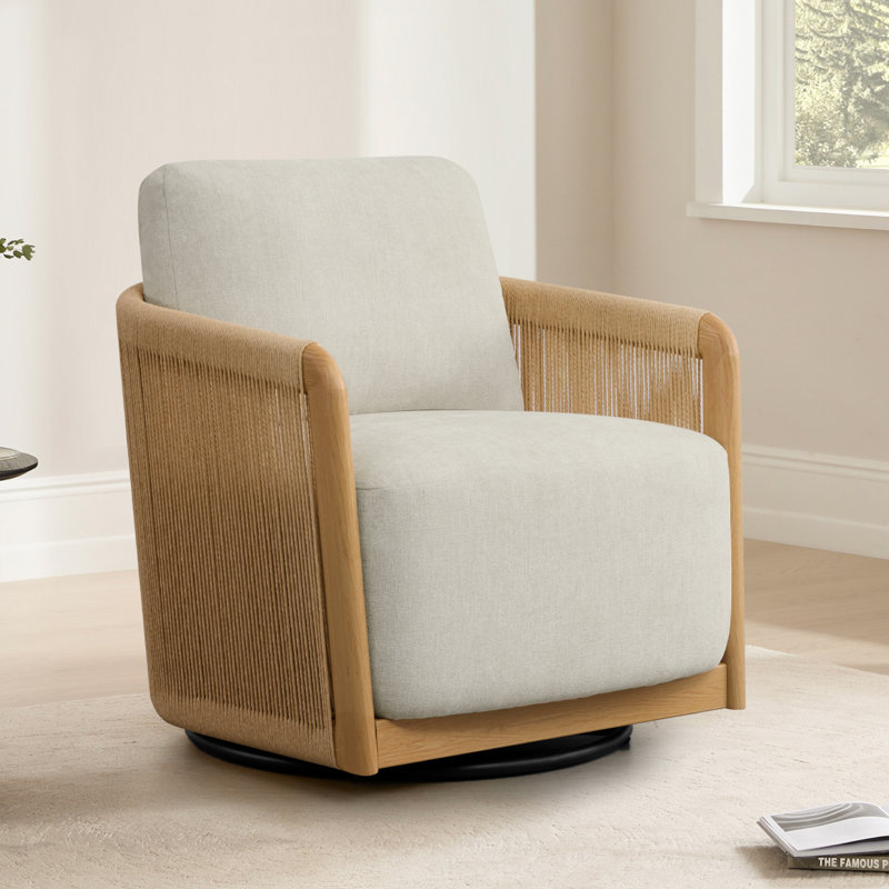 Linen-like Upholstered Swivel Accent Chair, Linen