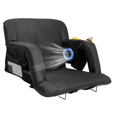 Foldable Stadium Seat with 2-Fans and Back Support, 5-Cooling Speed, Battery NOT Included