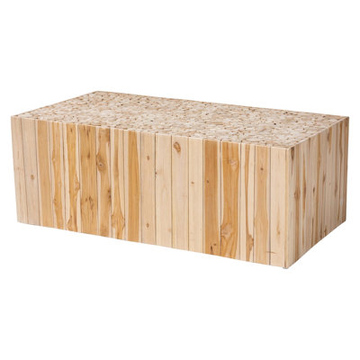 Table basse en teck naturel bohémien avec bûches en bois recyclées uniques