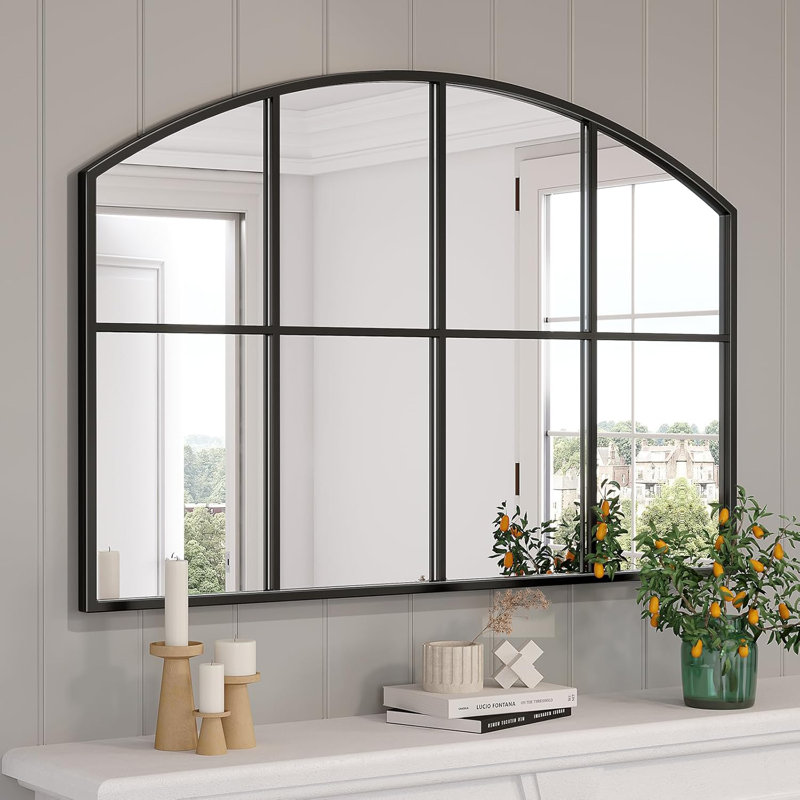 Miroir arqué avec cadre en métal, 28 po x 42 po