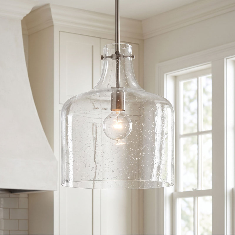 Luminaire suspendu en forme de cloche à 1 lumière Indépendant, Nickel brossé