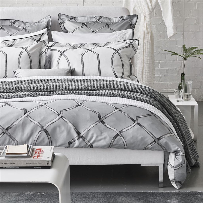 Rabeschi Geometric Cotton Duvet Cover, Queen Duvet Cover