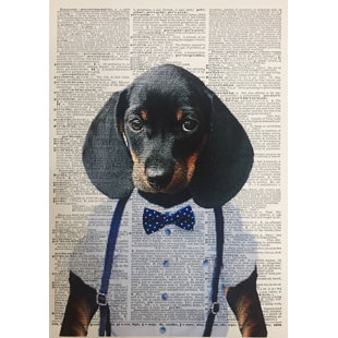 A3 Dachshund Dictionary Print Wall Art - Sausage Dog Gift –Black & Tan Dachshund Print – Humanised Dog Print – Dog In Clothes Wall Art - No Frame Print