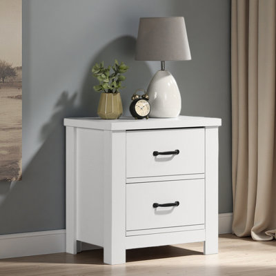 21.5"W White 2-Drawer Nightstand Bedside Table